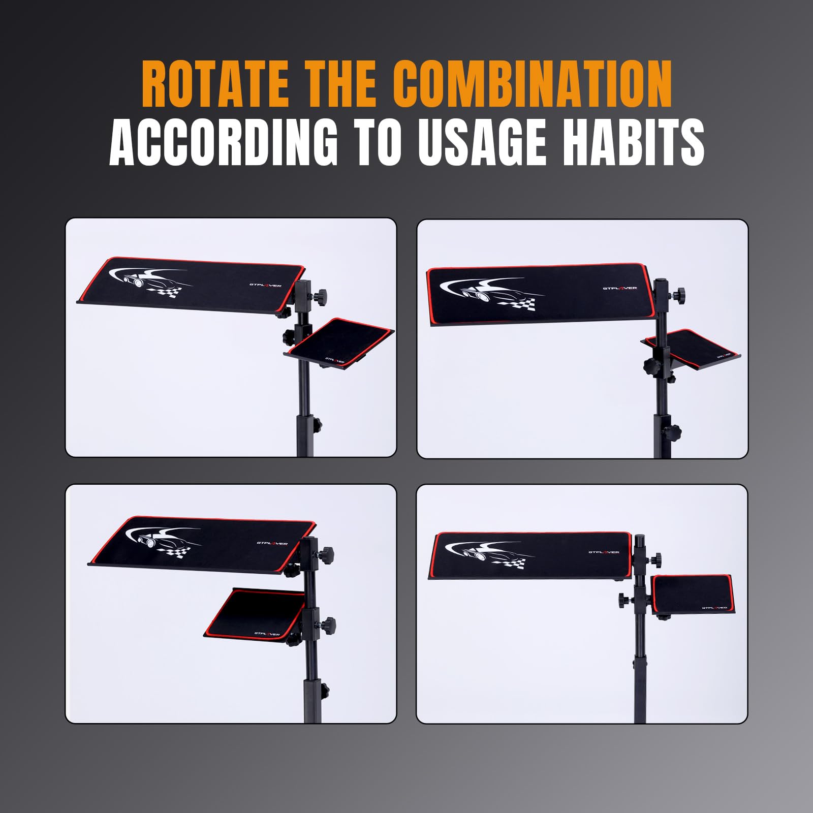 GTPLAYER Soporte para teclado y ratón, altura ajustable de 58 a 83 cm, ergonómico, inclinación ajustable para teclado y ratón, con ruedas