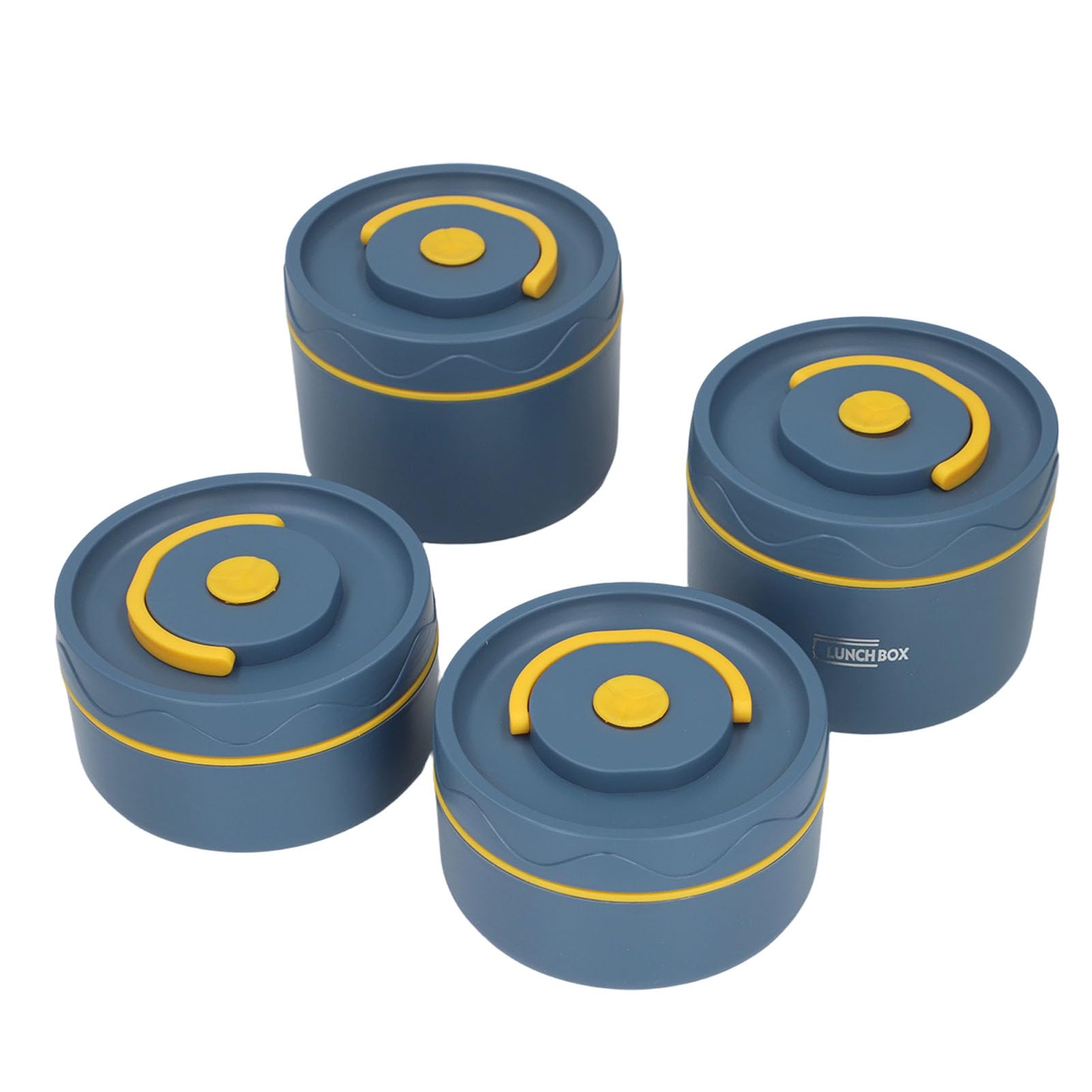 Wakects , Contenedor de Almuerzo Redondo de Acero Inoxidable con Tapa y Bolsa, Resistente a Fugas, Fácil de Limpiar, Gran Capacidad para Comidas Al Aire Libre en la Escuela de Oficina (4 Caja fuerte