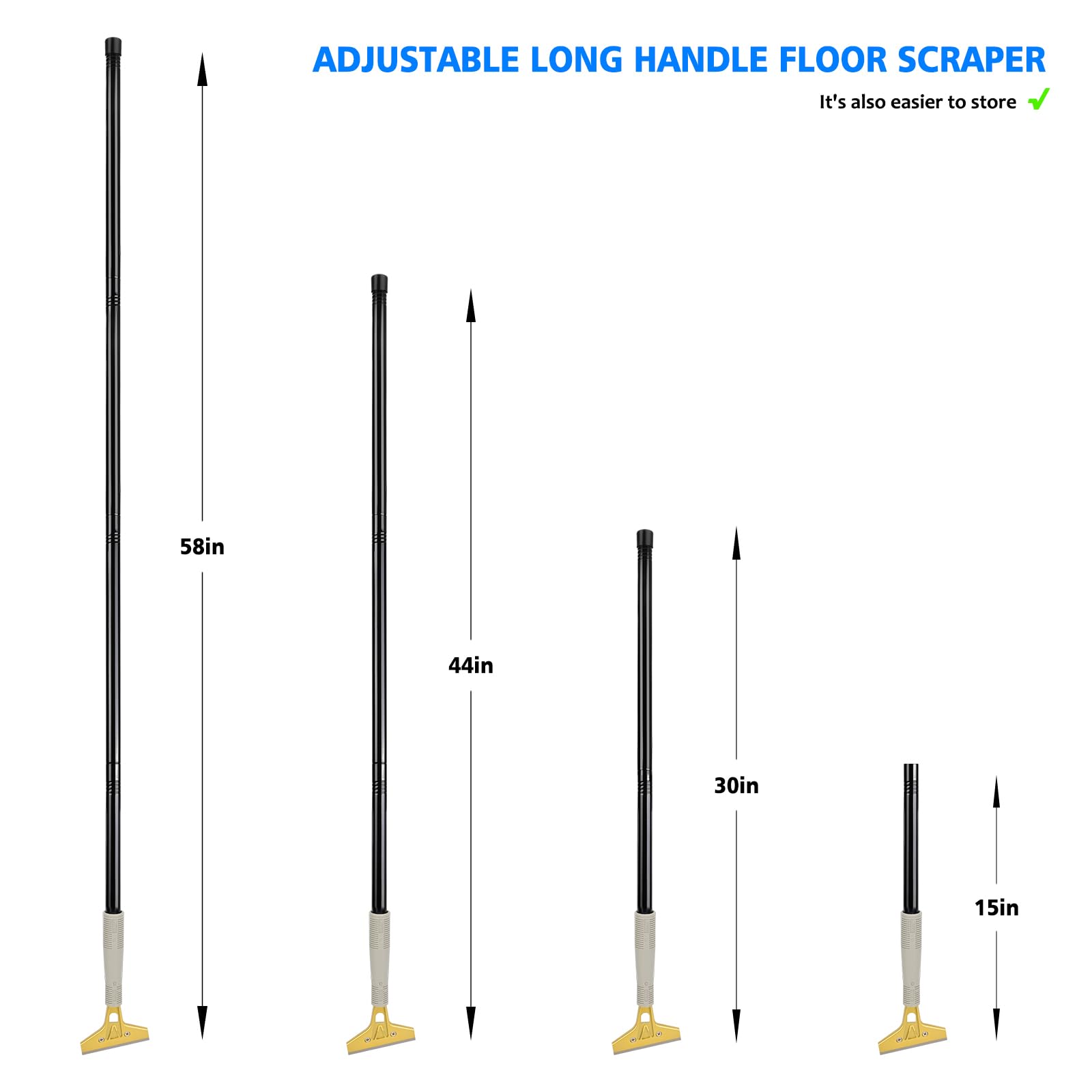EHDIS Kit Raschietto Vetro - Raschietto con Manico Lungo(15-58inch) et Raschietto Piano Induzione con 30 Lame, per Finestre, Pavimenti, Pareti, Stufe, Vernice, Etichette, Adesivi, 100mm