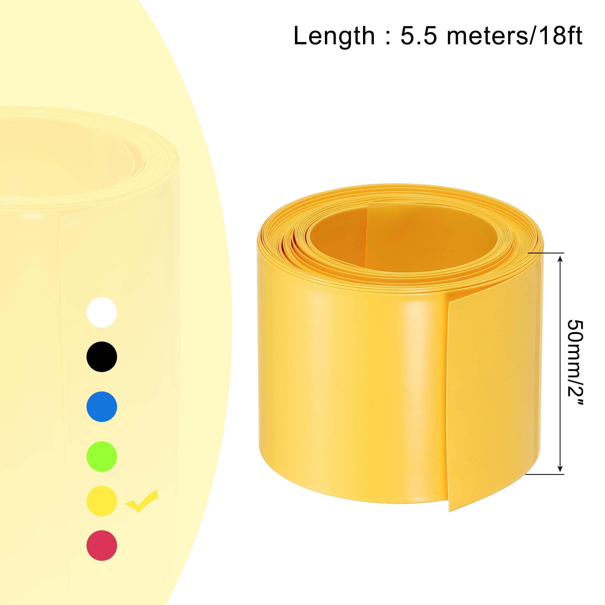 QUARKZMAN Wąż termokurczliwy PCW o długości 5,5 m, średnica 31 mm, płaska szerokość 50 mm, wąż izolacyjny, wodoszczelny wąż ochronny, stosunek kurczliwości 2:1, węże termokurczliwe do zestawu