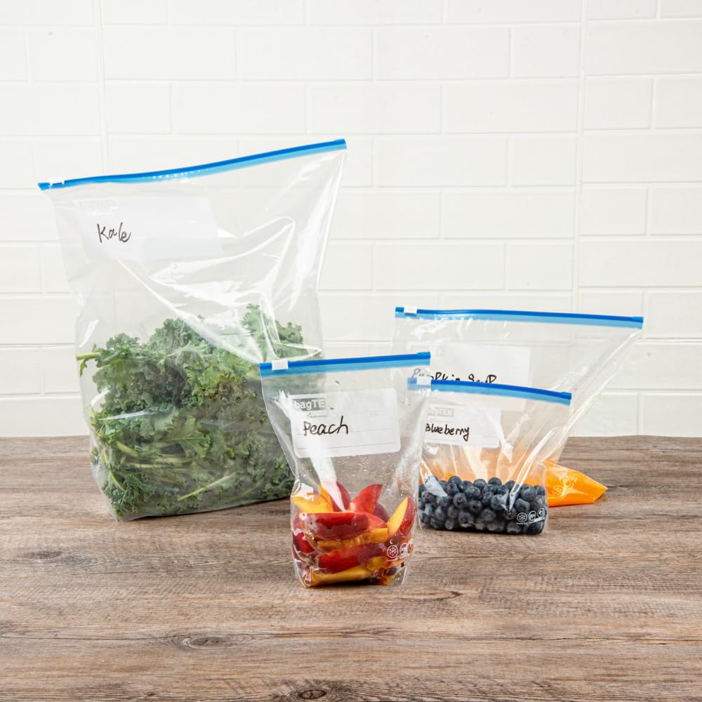 Bag Tek - Bolsas deslizantes para congelador de 1 cuarto de galón, 25 bolsas desechables con cremallera - Cremallera deslizante, parte inferior expandible, bolsa de plástico 8