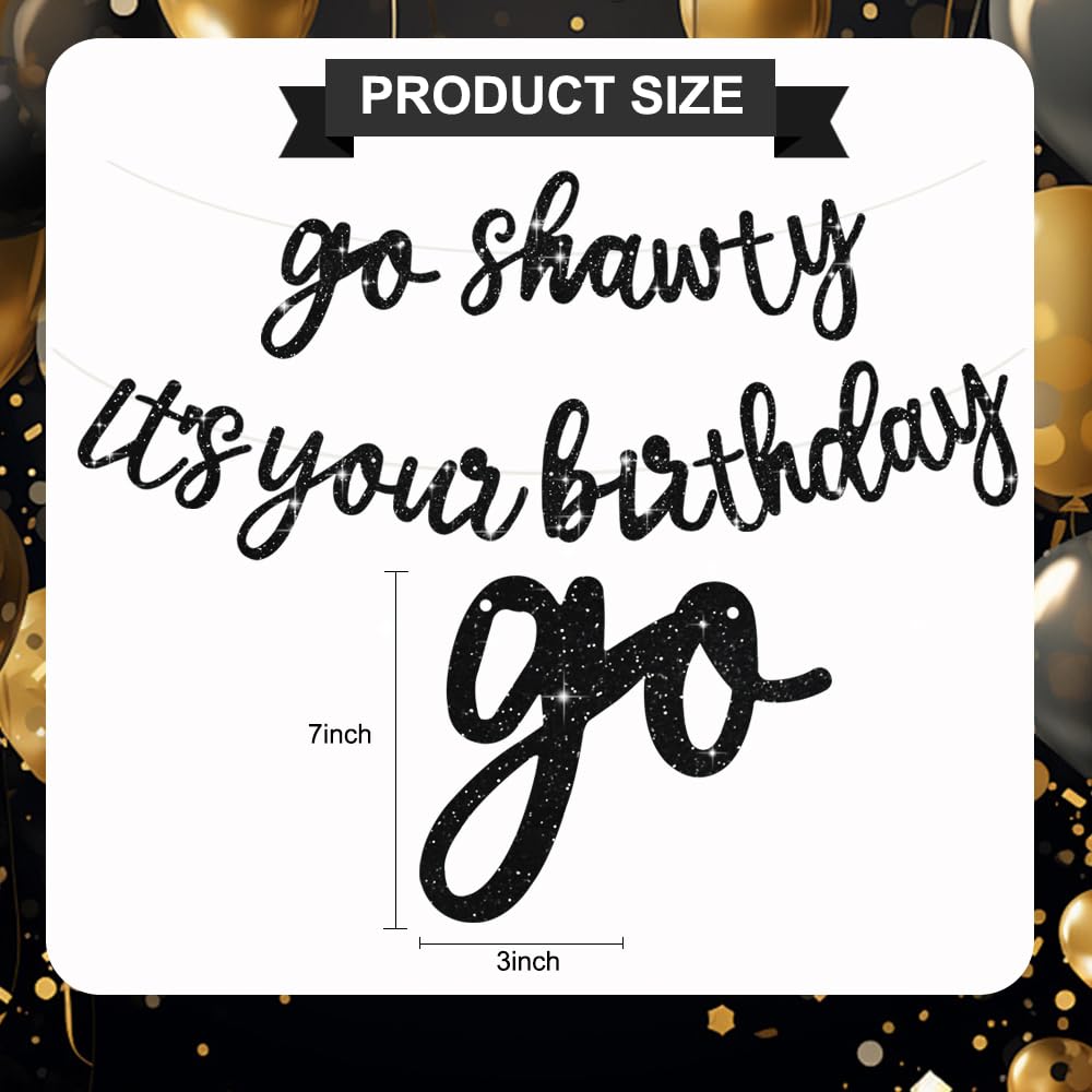 Glitter Birthday Banner - Pre-Strung & Easy Decor -3