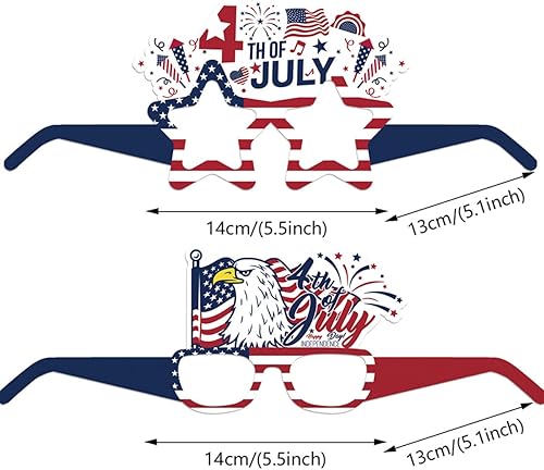 Miniatura 2 de Gafas de fiesta del 4 de julio, lentes de papel blanco, azul, rojo, lentes de papel para el 4 de julio, accesorios para fotos, tema patriótico, Día