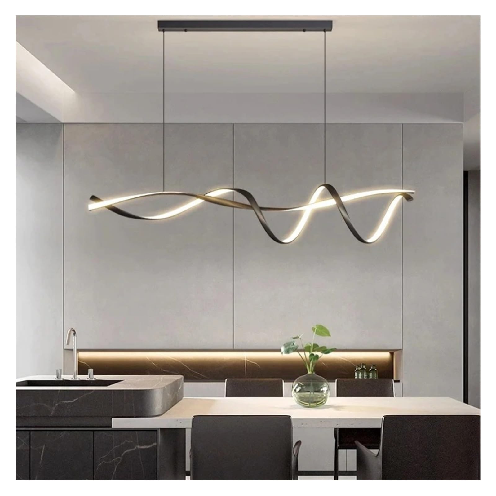Lampadario a Sospensione Moderno a Striscia Lunga in Stile Nordico per Arredamento d'interni, Ideale per Sala da Pranzo, Soggiorno e Ristorante (Luce Tricolore, Oro D, 72 cm)