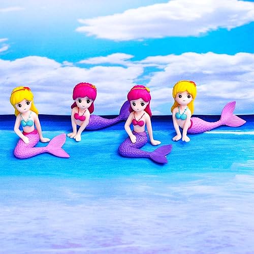 Miniatura 5 de Decoración de mini sirena para pecera, decoración de escritorio, micro paisaje, decoración de acuario, adornos de sirena en miniatura (2, rosa)