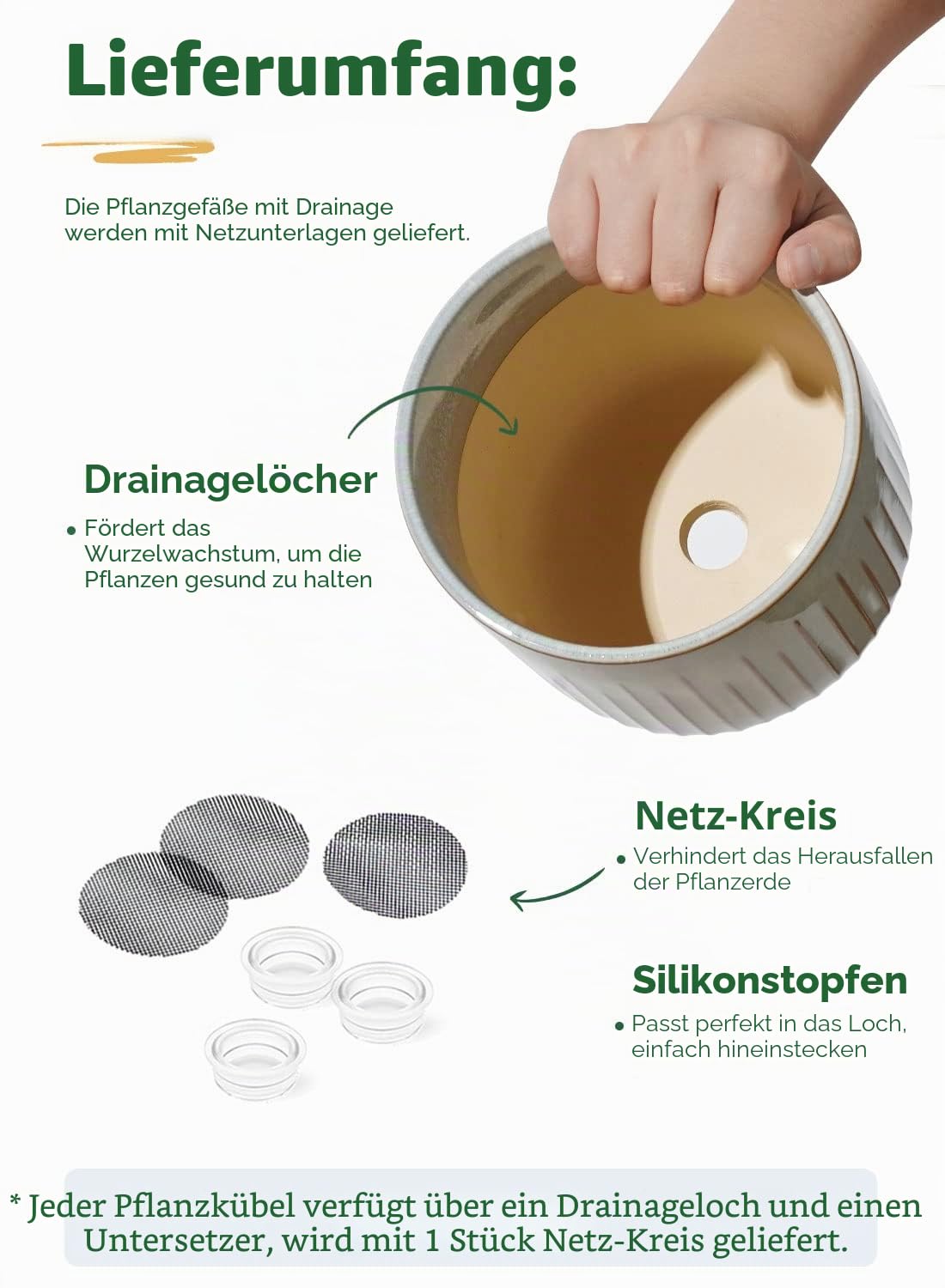 LE TAUCI 3er Set Blumentopf Keramik, 21+17+14 cm Durchmesser Ubertopf für Zimmerpflanzen, Plfanztopf mit Drainagelöchern, Mittelgroßer Zylinder Blumentopf, Reaktive Glasur Blaugrau
