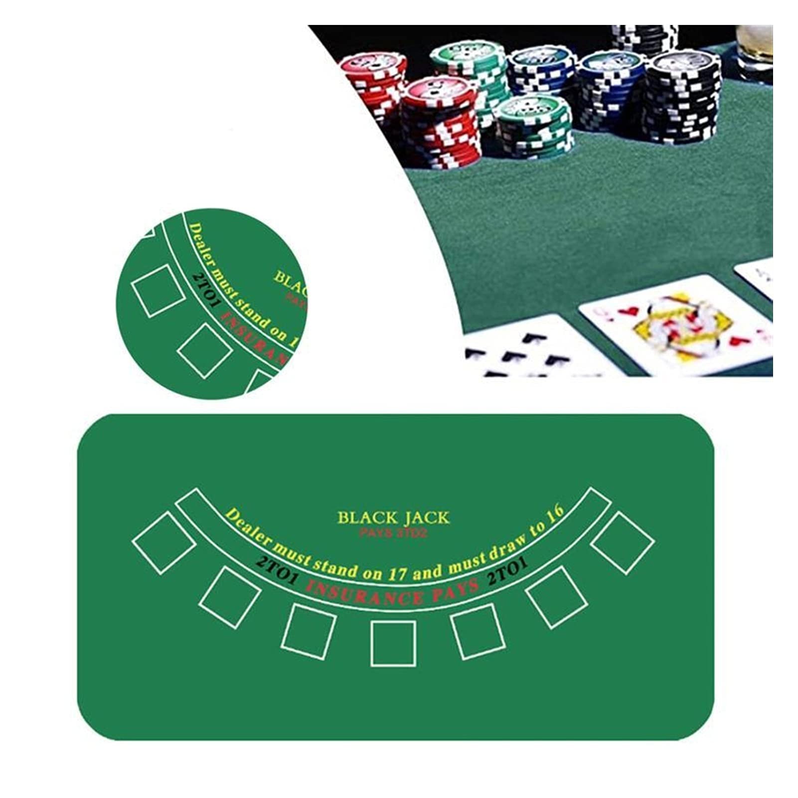 Mata do pokera Texas Hold'em, trwała przenośna mata do gier karcianych, idealna do domowego hazardu i gier planszowych, rozmiar 1,2 x 0,6 m