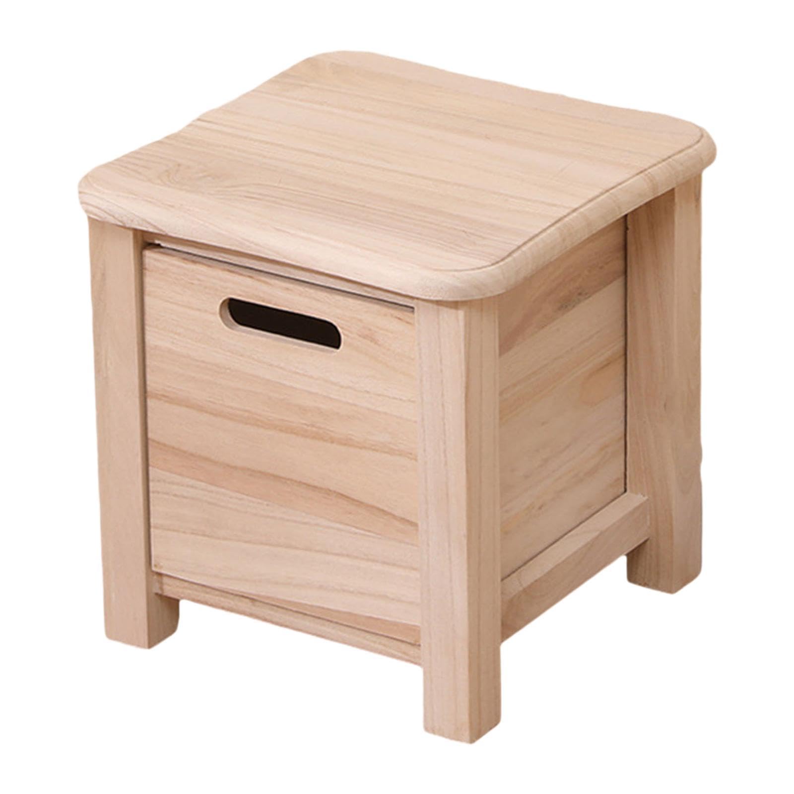 Sgabello Contenitore in Legno Sgabello Piccolo per la casa Sgabello per Cambiare Le Scarpe con cassetto per Soggiorno, Legna, 30x30x30 Cm