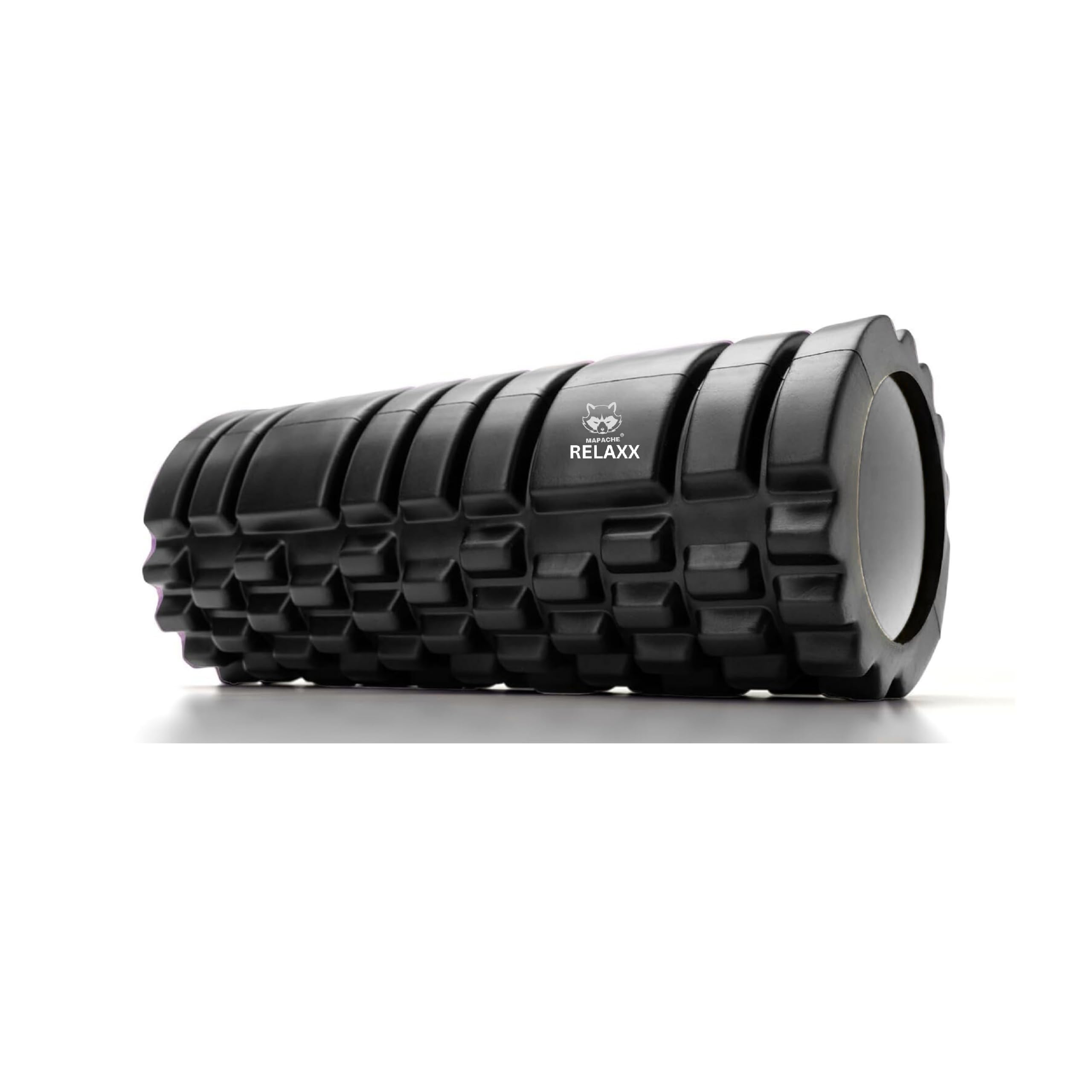 MAPACHE Black Foam Roller 33x14cm | Imported Premium EVA Foam for Deep Tissue Massage, Muscle Recovery & Yoga-picture-17