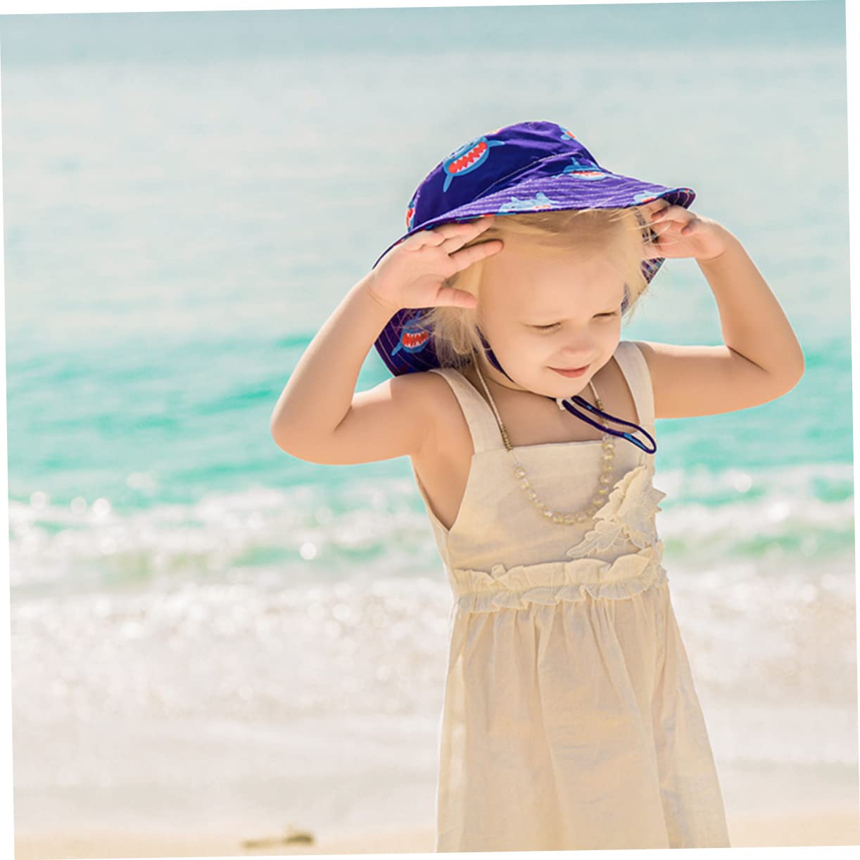 YSJNHX Sombrero de protección solar para dibujos animados con estampado de animales, gorra de pescador con correa para la barbilla, cómodos y transpirables, sombreros de verano para niños y protección