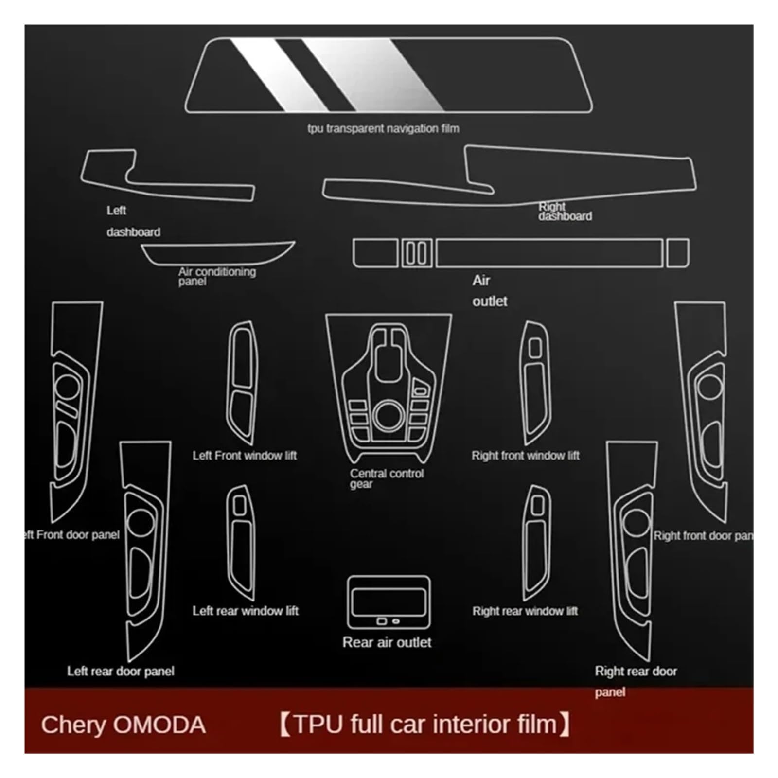 Navigation Schutzfolie Für Chery Für Omoda Für C5 2022 2023 2024 2025 2026 TPU Schutz Film Auto Interior Center Konsole Transparent Anti-scratch Reparatur Film(LHD)