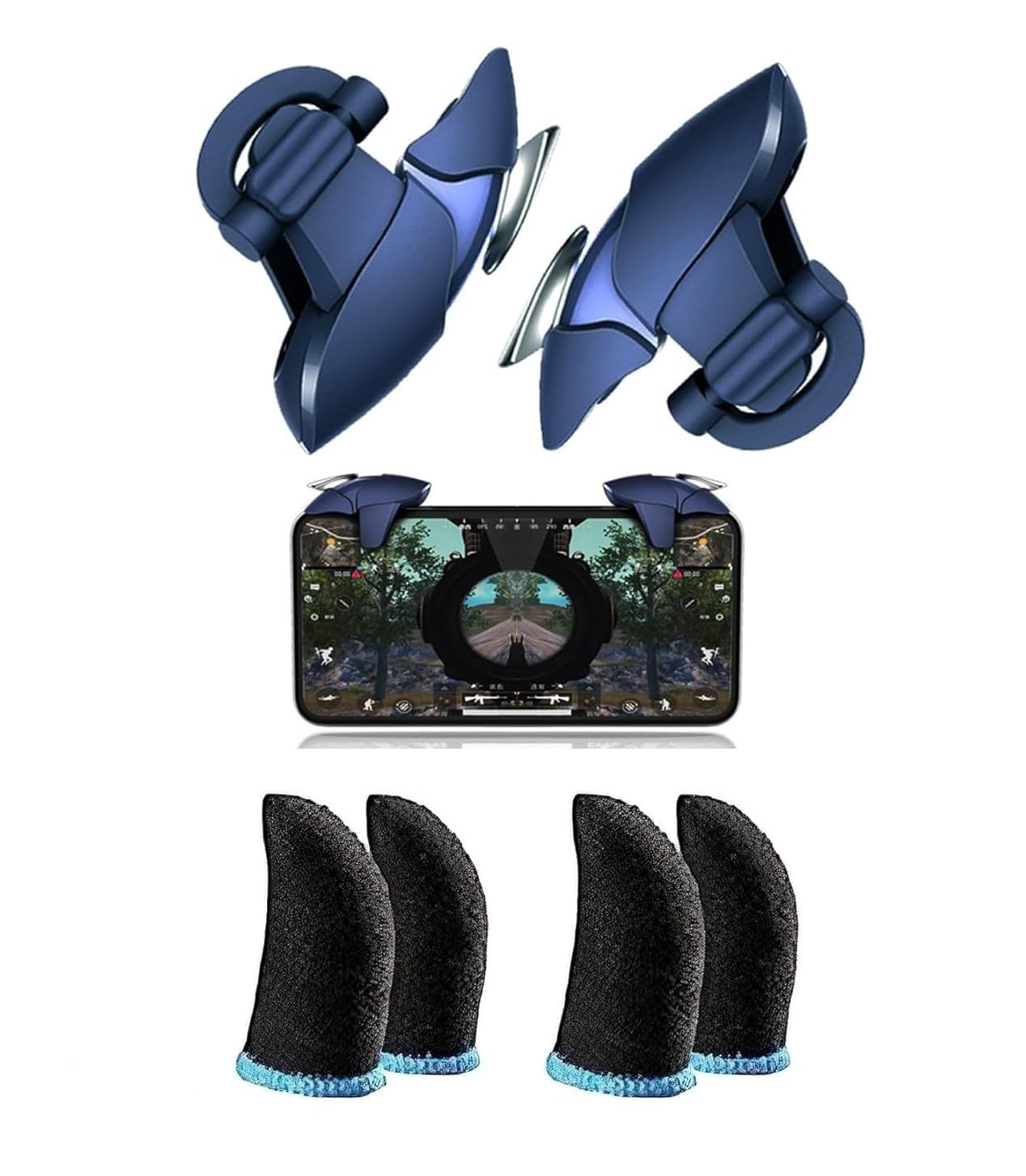 QOCXRRIN Smart 2589- Pubg Mobile Trigger Gaming Game-pad Sensitive Triggers L1 R1 Shooting Aim Button Joystick Game-pad Controller for All Smartphone with 2 Pair Sleeves.-image-21