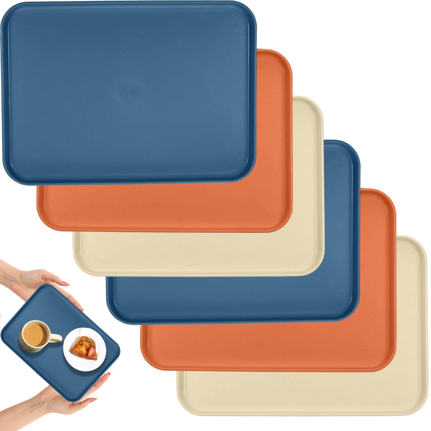 Serving Trays for Parties – 15'' Rectangle Food Trays for Dinner, Lunch, Fast Food – Decorative Plastic Tray for Kitchen Counter, Coffee Table, Catering & Events (2, Blue) — Amazon image 19