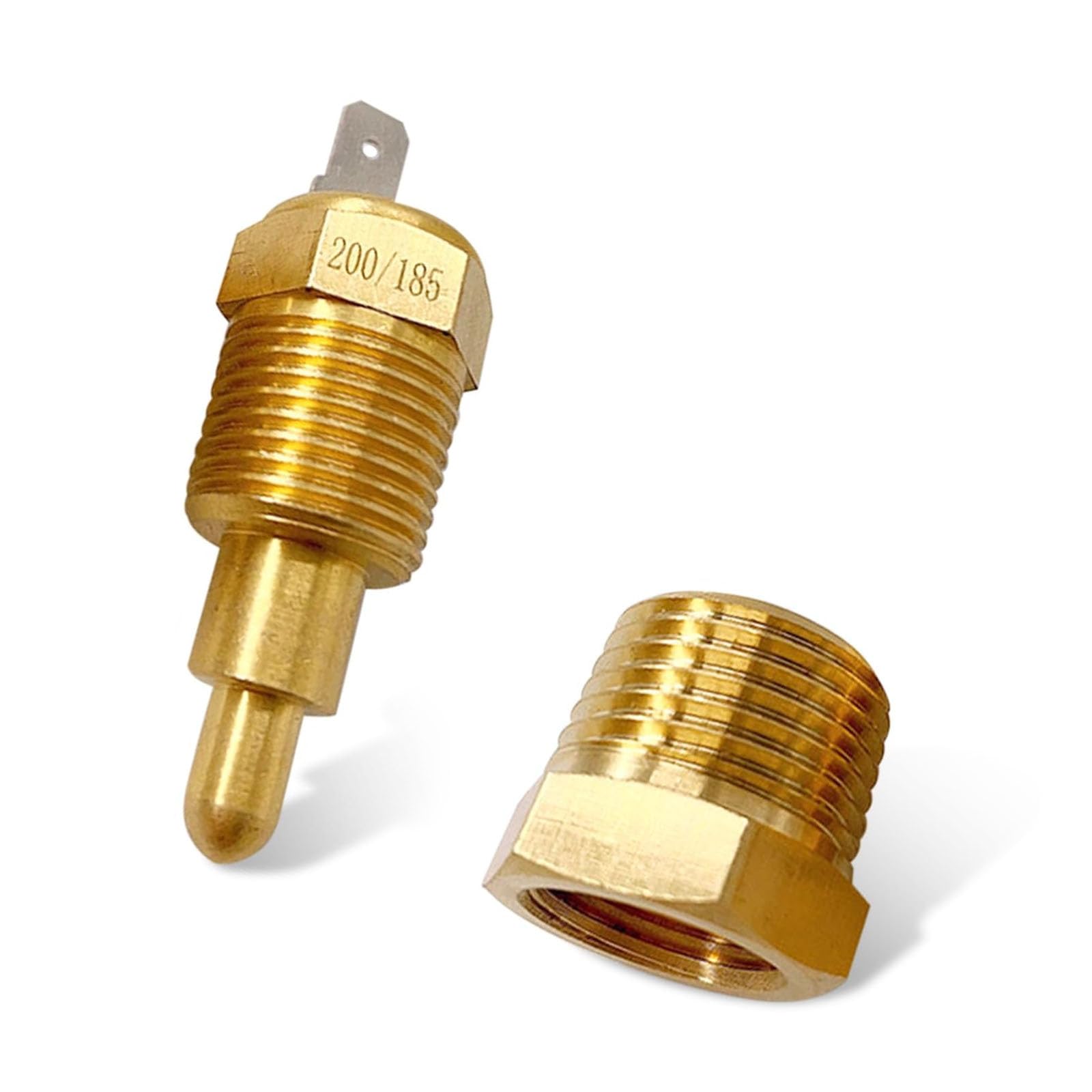 Jewkot 1 PC Car Engine Cooling Sensor Switch and Cover, 200 to 185 Degrees Celsius Adjustable Temperature Fan Temperature Switch with 3/8" Pipe Thread, Retrofit Accessory, Fits Most Cars (Gold)
