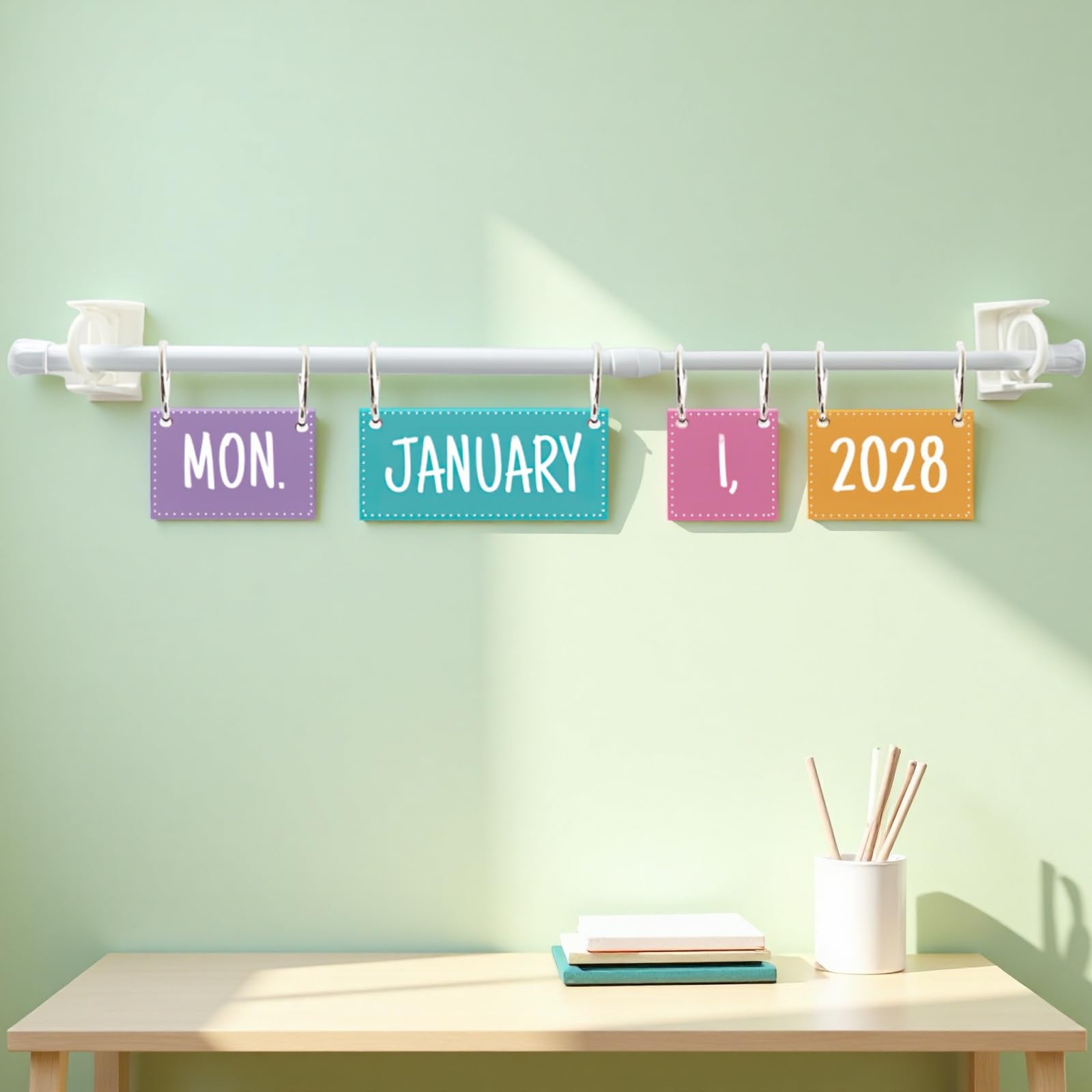 Calendario a libro con data perpetua, colori eleganti per la decorazione, calendario fai da te per imparare lo spazio, regolabile 41 x 11,4 x 3 cm