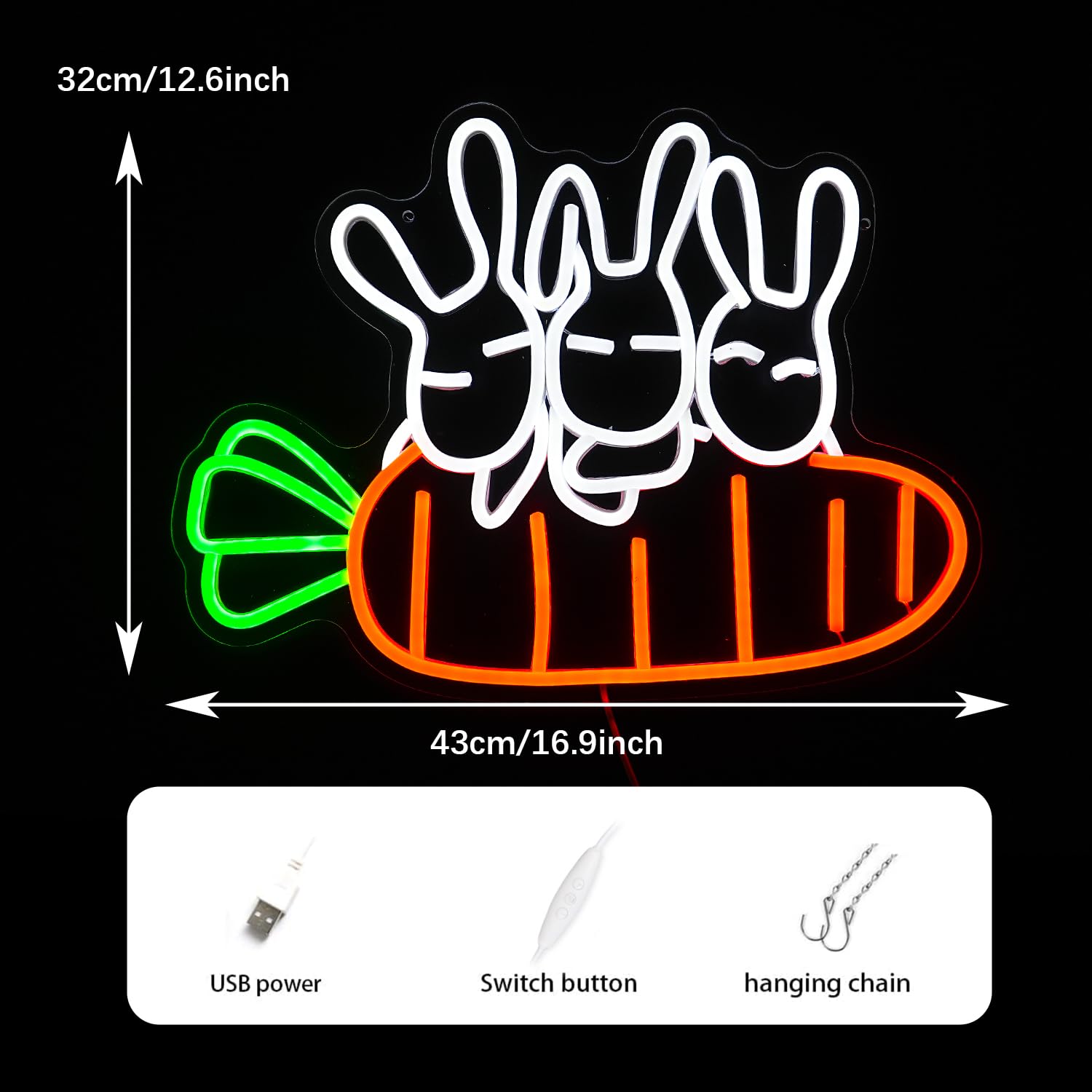 Amazon.co.jp: ウサギニンジンネオン サイン led壁装飾ウサギネオン
