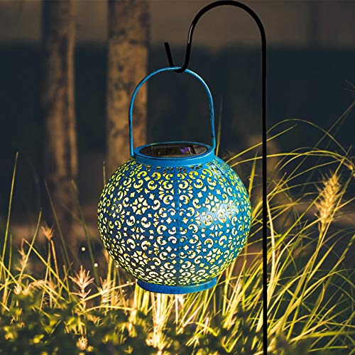 Solarlampen für Außen Solarlaterne Blau Solar laterne Retro Metall Warmweiß Wasserdicht Hängelampe Garten Solarleuchte Gartenleuchte Deko Balkon Rasen Wege Cover