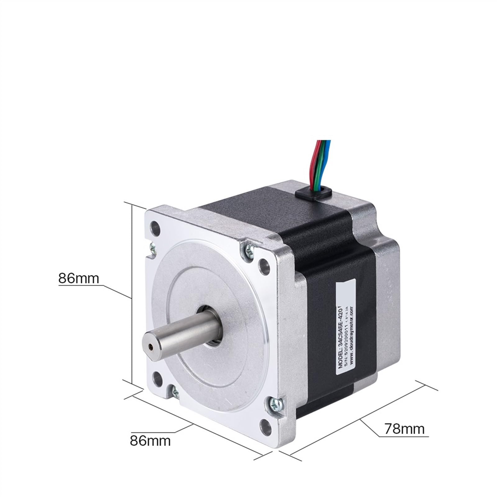Motorreductor de reducción de motor de engranajes de CC Motor paso a paso Nema 34 86mm 4.5Nm 4.2A(34CS45E-420)Motor paso a paso con cable de 4 conductores for fresadora de grabado CNC Alto par, bajo n