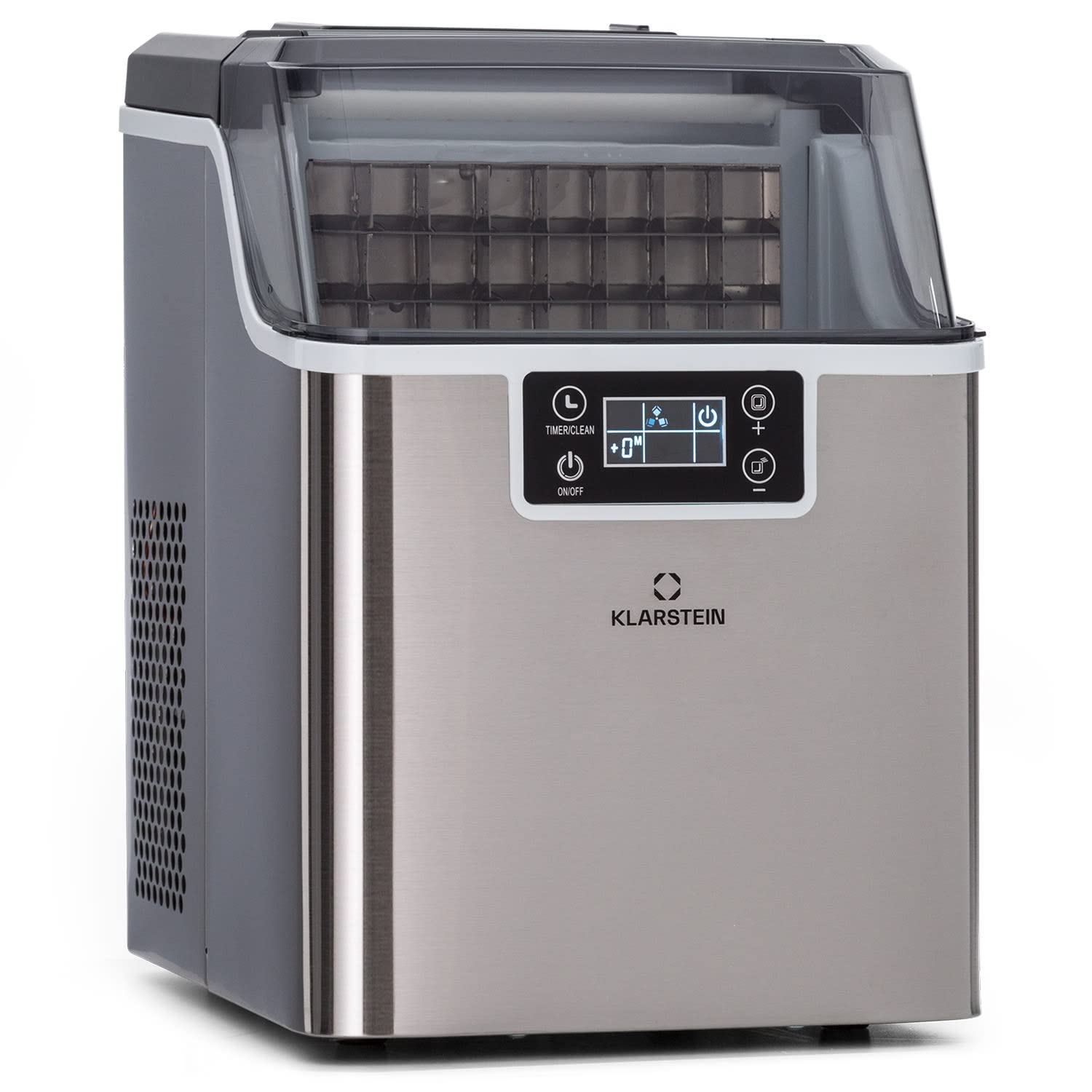 Klarstein Macchina Ghiaccio 3.​2L, Macchina del Ghiaccio Professionale, Fabbricatore Ghiaccio Secco fino a 20kg, Cubetti di Grandi e Piccole Dimensioni, Macchina Ghiaccio Casa Autopulente, Ice Maker