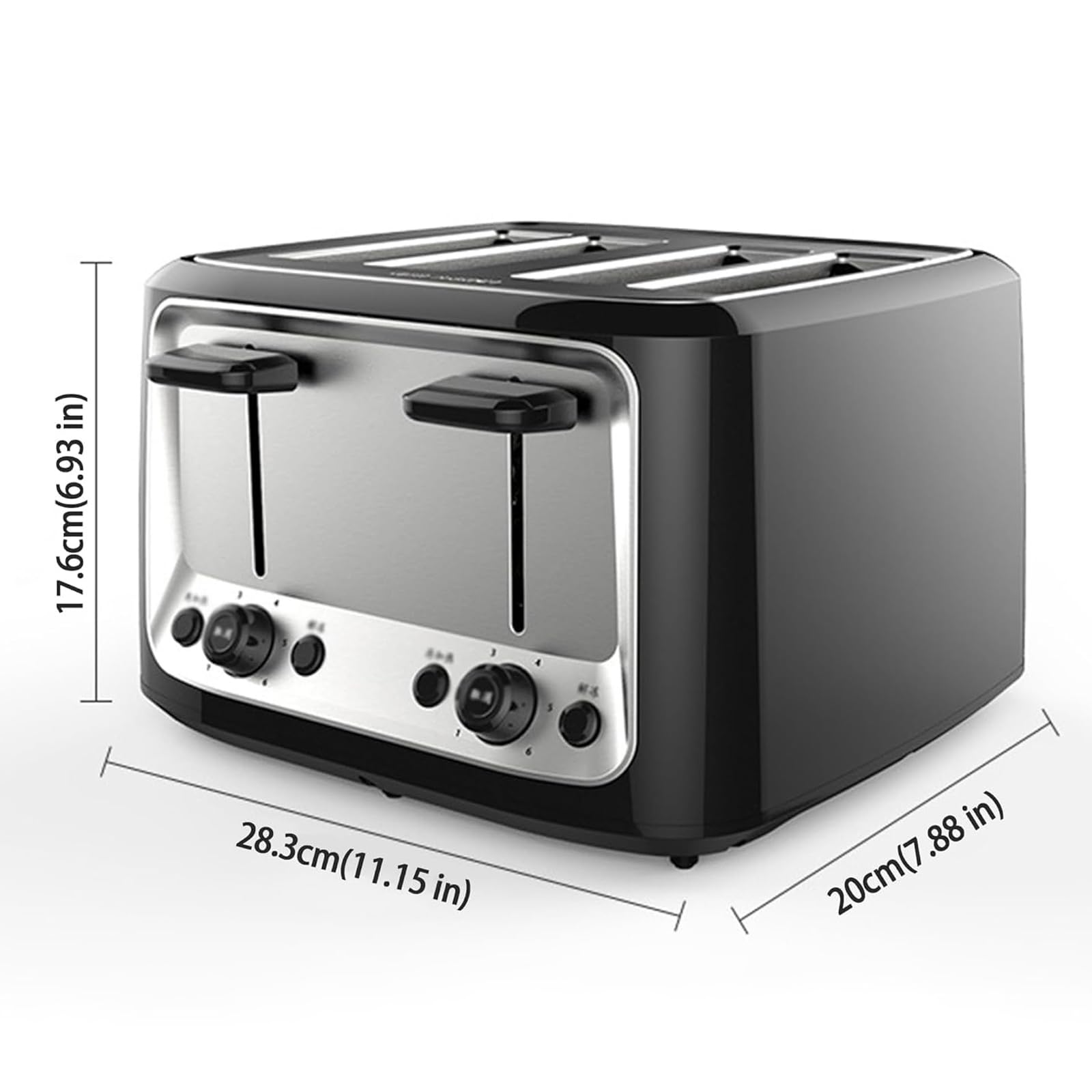 Profesjonalna Piekarnia Do Pieczenia Chleba O Mocy 1500 W, Toster Na 4 Kromki Z 6 Ustawieniami Odcienia Chleba I Automatycznym Wyrzutnikiem, Wyjmowana Tacka Na Okruchy Ze Stali Nierdzewnej