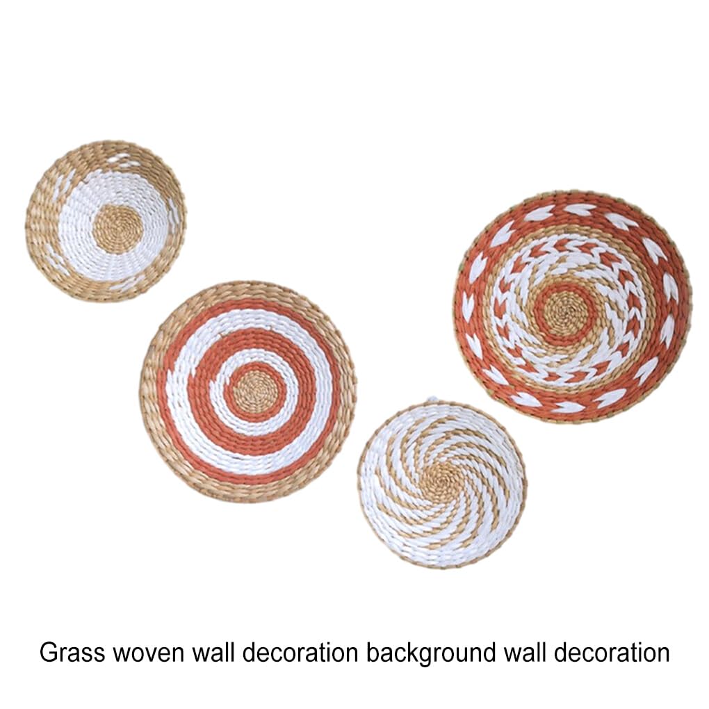 Placa decorativa de pared de mimbre, paja, regalo, 4 piezas, para seres queridos, decoración de pared de mimbre, papel exquisito