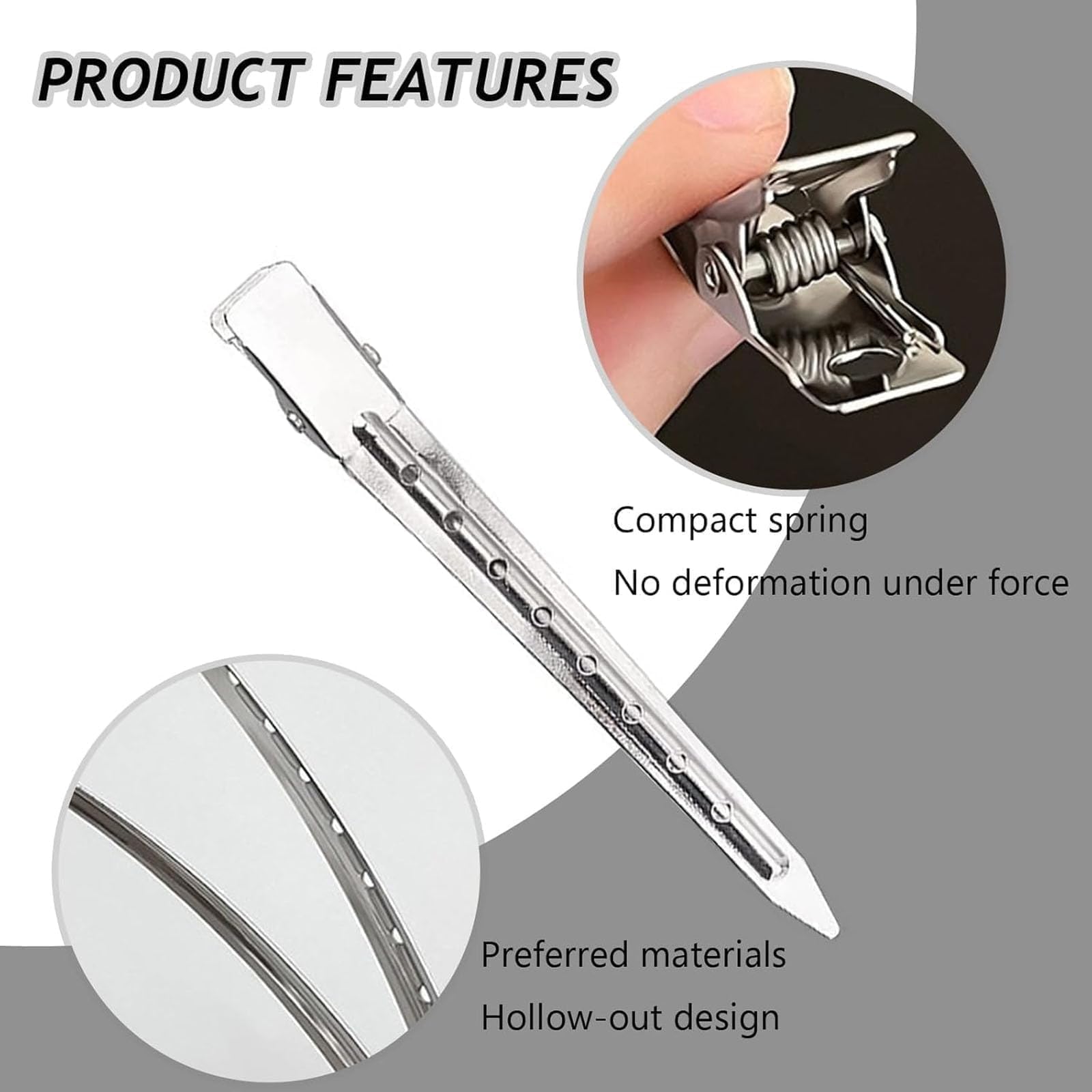 50PCS Silver Metal Hair Roller Clips, Hair Clips for Styling Spin Pins for Hair Duckbill Hair Clips - Image 3