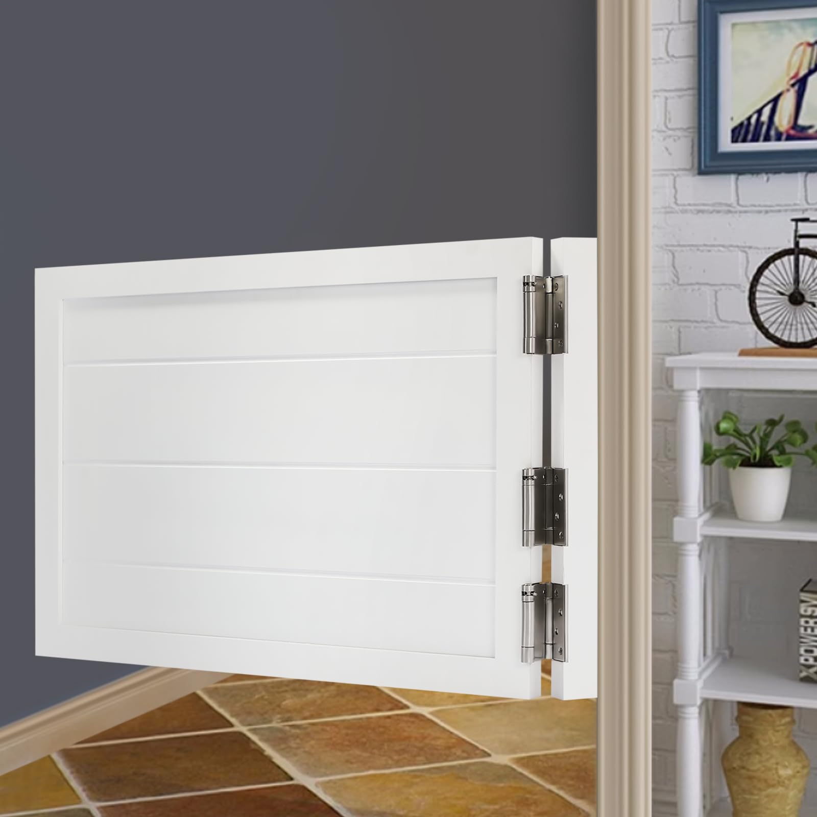 Porta lamellare, porta basculante, 90 x 60 cm, porta basculante in legno massiccio, porta basculante per caffè, centri commerciali, ristoranti, bar (bianco)