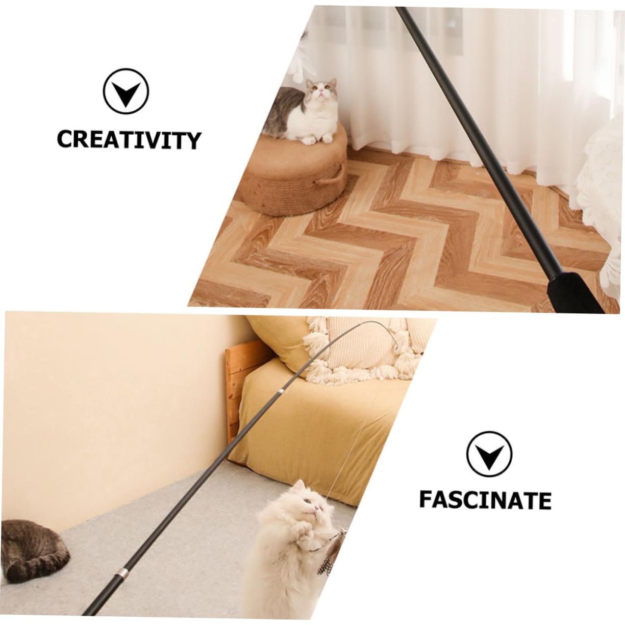 POPETPOP 8 STK Katzen-Teaser Katzenspielzeug Zauberstab Katzenfänger Spielzeug Flik Katzenspielzeug Stick Katzenbeschwörer Kätzchen Katzenball Kohle Faser Stange