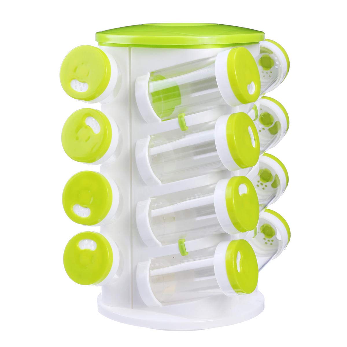 Étagère à épices Carrousel à épices Porte épices portable rotative à 360° pour comptoir de cuisine 16 bocaux à deux trous