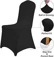 Vista 5 de SUPERO Funda impermeable de poliéster y elastano para silla (100 unidades, color negro) - Fundas elásticas para sillas de comedor, protector