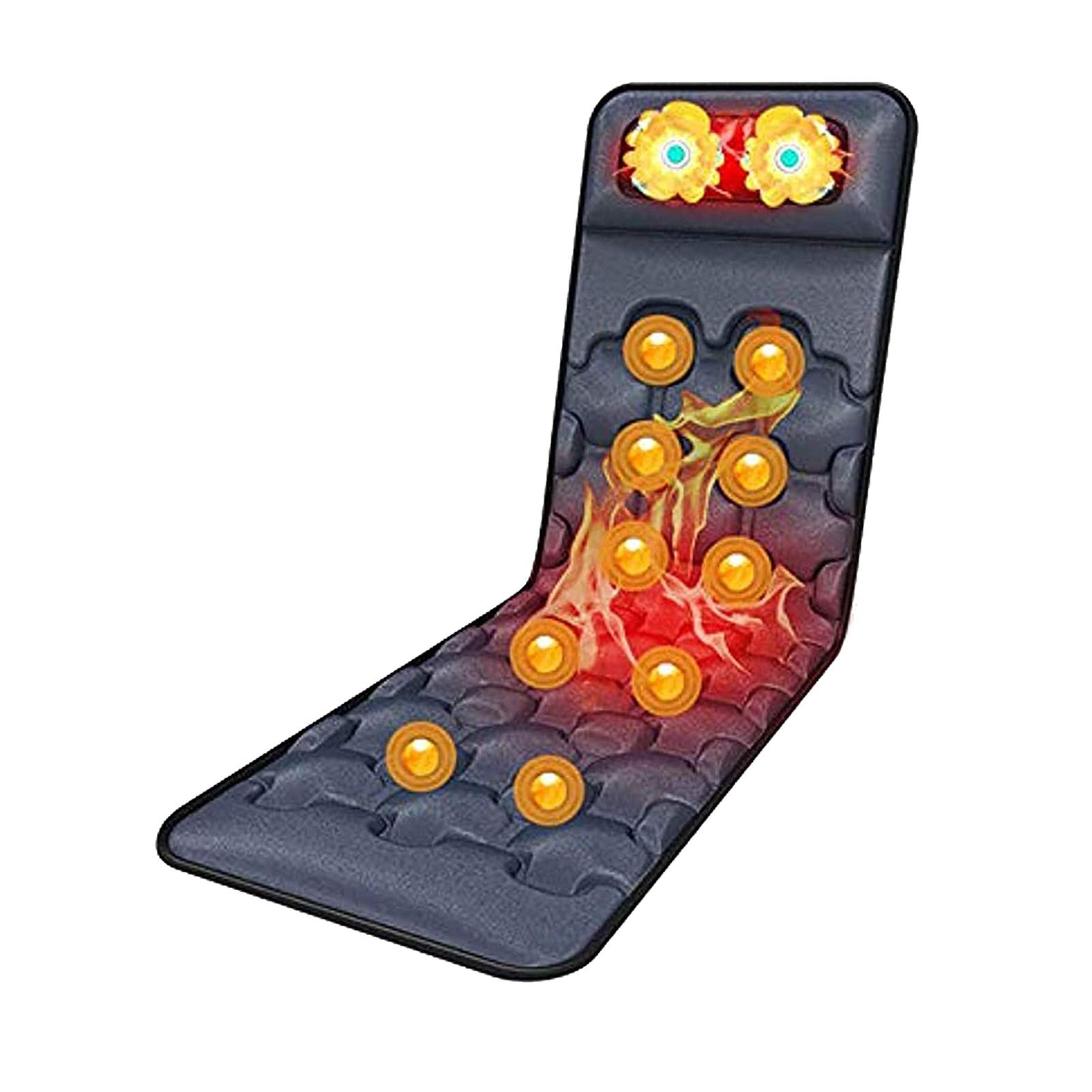 Tappetino massaggiante riscaldato per Tutto Il Corpo in Memory Foam con 9 modalità e Riscaldamento, Cuscino Vibrante per alleviare Il Dolore al Collo, alla Schiena, alla Vita e alle Gambe