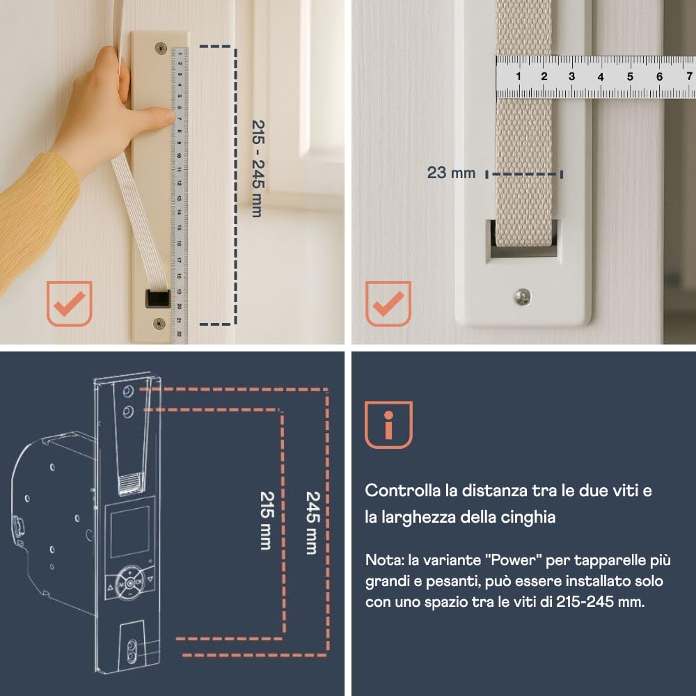 HOMEPILOT avvolgitore elettrico RolloTron premium power per tapparelle fino 60 kg (circa 10 m²), per cinghia da 23 mm, Programma giornaliero/settimanale/astro, funzione casuale, Made in Germany