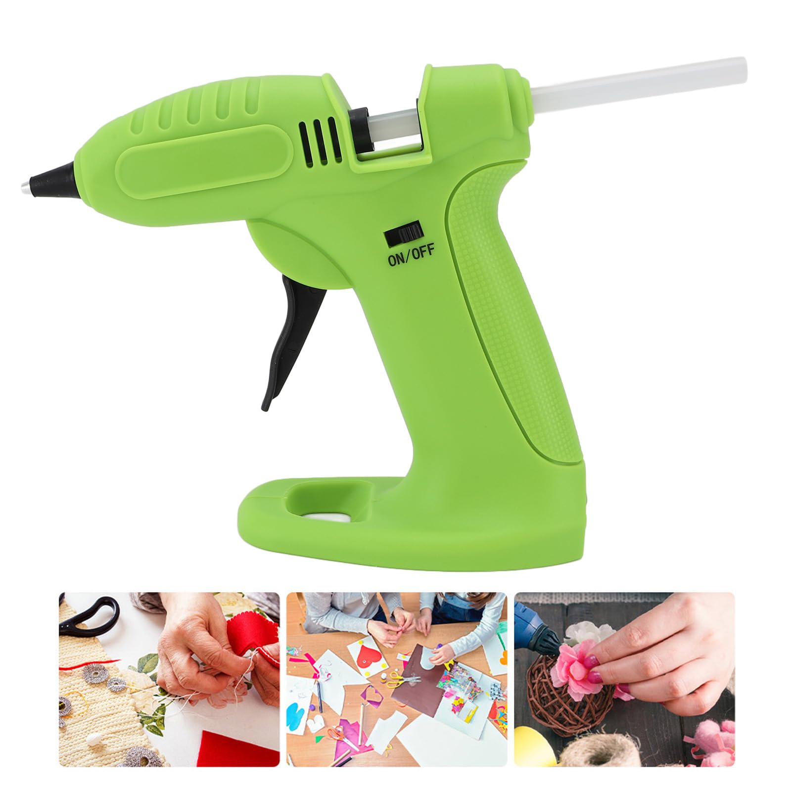 Cordless Hot Glue Gun and Sticks Set, 3.7V USB Rechargeable Glue Gun Portable Hot Melt Glue Machine with 30 Glue Sticks for DIY Crafts & Repairs (Green)