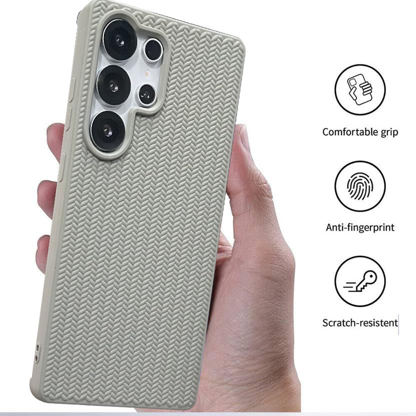 Image of DIZORO Rugged Textured Back Cover Case Compatible for Samsung Galaxy S24 Ultra Anti-Slip Soft TPU Shockproof Cover | Slim Lightweight Protective Back Case-Titanium Grey