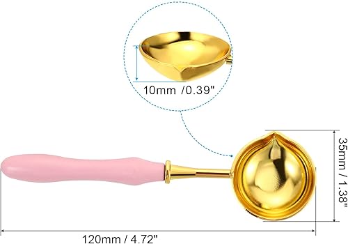 Miniatura 2 de PATIKIL Cuchara de sellado de cera de 4 pulgadas, 3 cucharas de fusión de sellado de cera de latón, mango largo vintage de madera para sello de