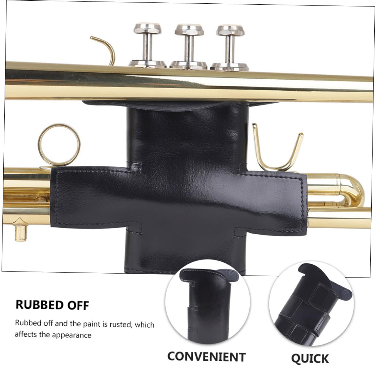 VANZACK PU Leather Trumpet Protector Musical Instrument Accessory with for Quick Installation Moisture and Dirt Protection for Trumpet Care and Maintenance