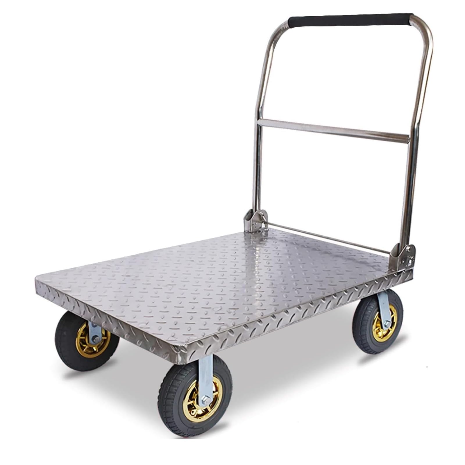 Carrelli a mano pieghevoli del carrello a base piana resistente con le rotelle del freno della parte girevole pieghevoli for la casa carrello a pianale(75 * 50cm 5inch)