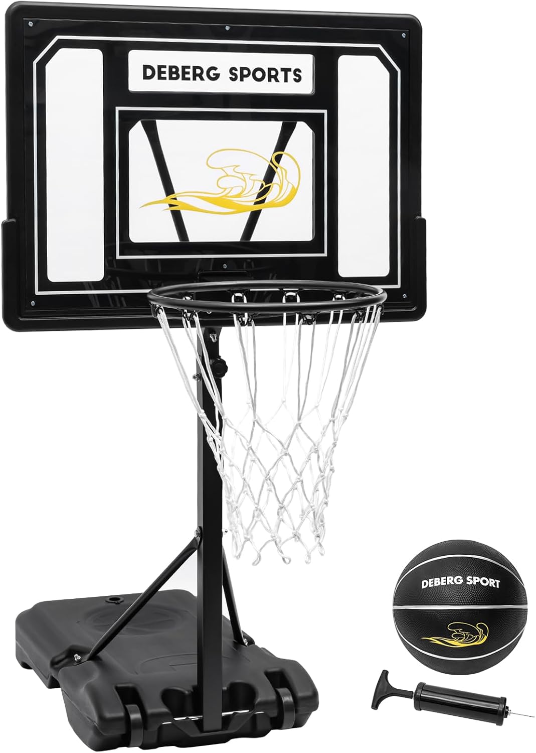 DEBERG Swimming Pool Basketball Hoop Set Height-Adjustable Portable Pool Basketball Hoop Poolside with Shatterproof Backboard