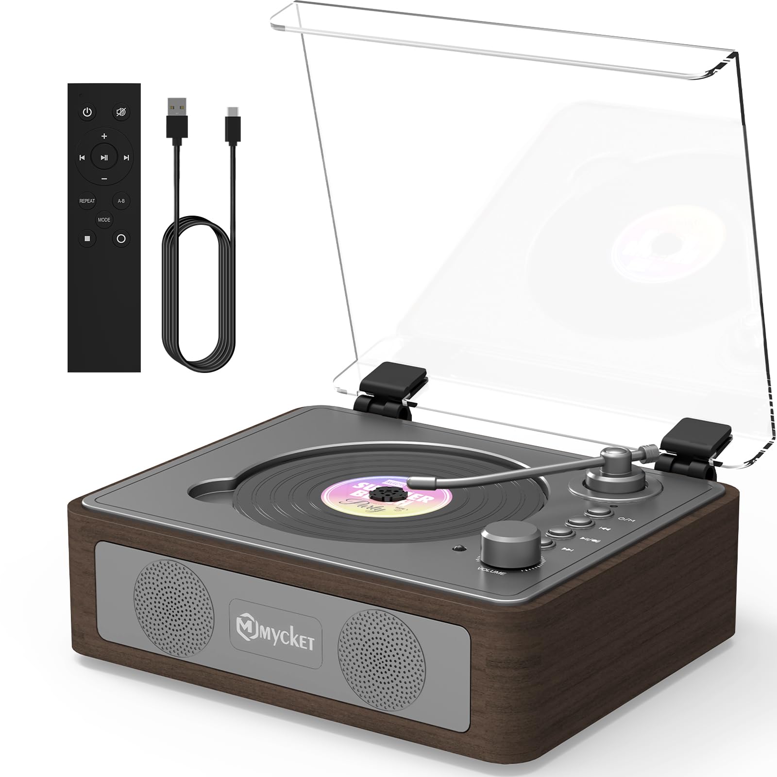 Mycket Lettore CD portatile con doppio altoparlante stereo integrato, piccoli lettori CD vintage per la casa, lettore CD ricaricabile con ingresso/uscita Bluetooth, riproduzione USB, ingresso AUX