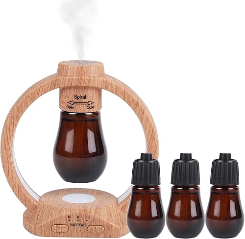 HAPPTWS Juego de difusor de aceite esencial difusor de 3 ajustes de temporizador, configuración inalámbrica con pilas, luces LED de 7 colores para