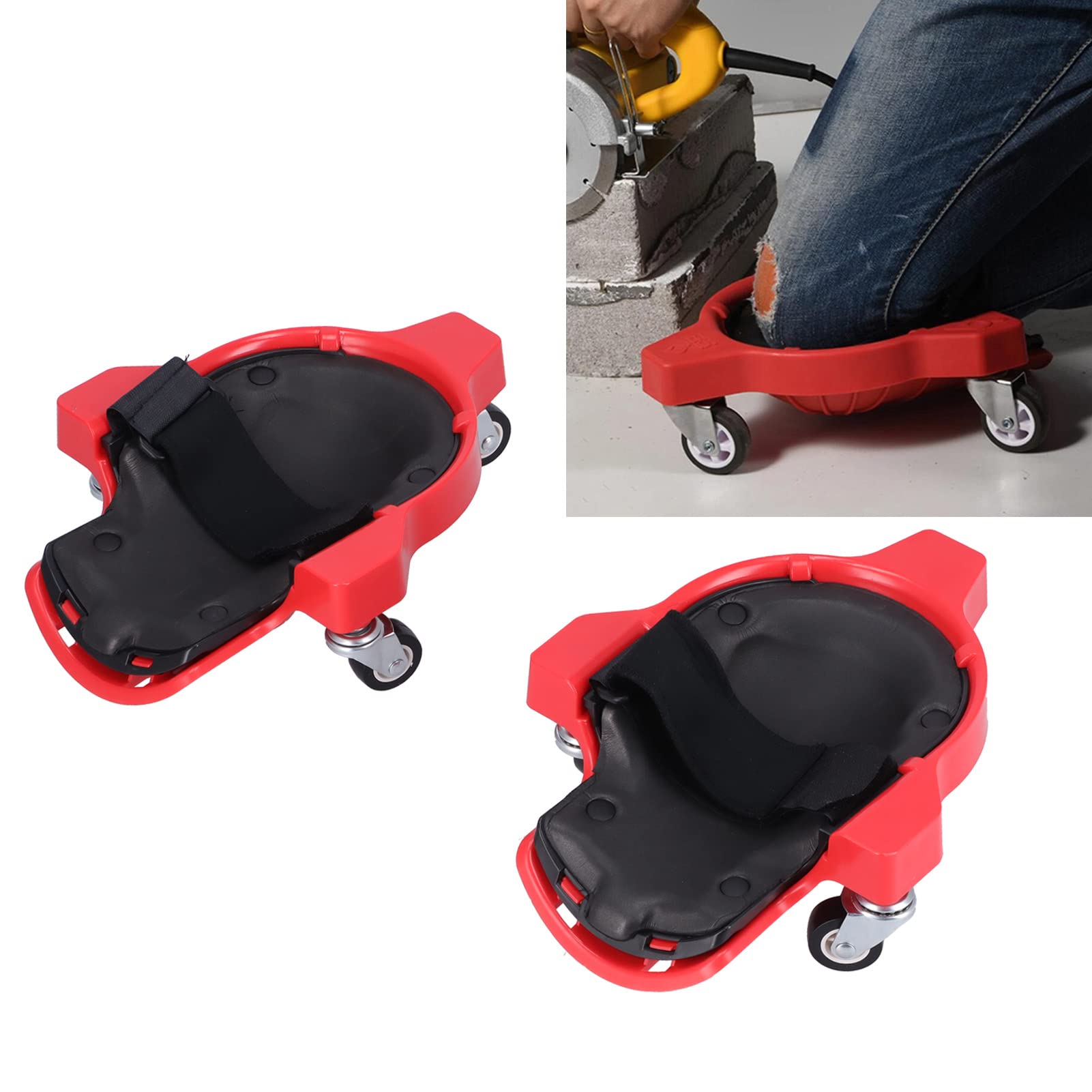 Garosa Ginocchiera Rotolante, Protezione per Ginocchio Multifunzionale in ABS con Ruota Universale, Cinghie Comode e Regolabili, per Installazione a Pavimento (rosso)