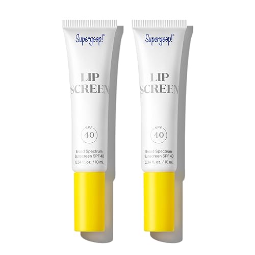 Supergoop! Lipscreen Shine SPF 40 - Paquete de 2, 0.34 onzas líquidas, brillo labial transparente con extracto de semilla de uva, aceite de semilla