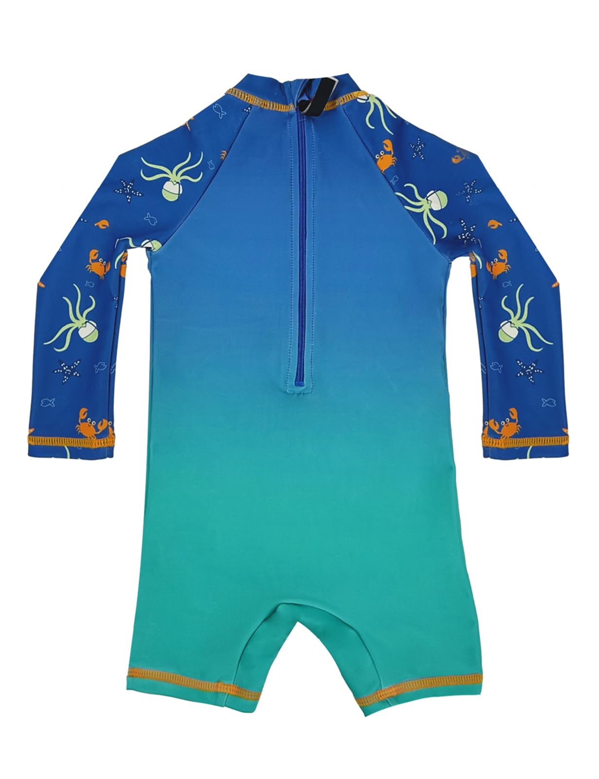 weVSwe Baby Toddler Boy Swimsuit Long Sleeve Baby Swimwear UPF 50+ Sun Protection Rash Guard Swimming Costume with Crotch Zipper 0-3 Years — view 42