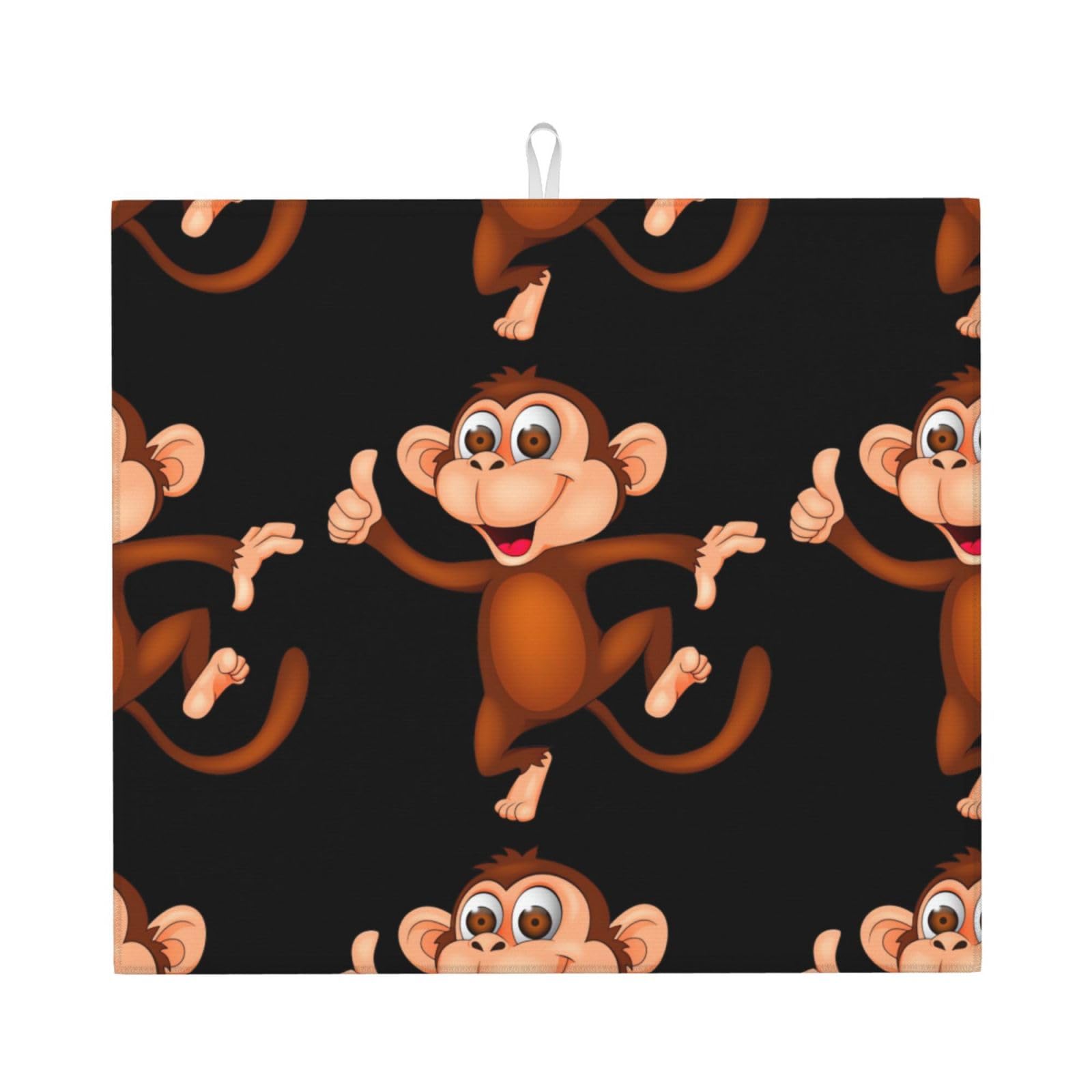 HJFCZH Monkey Prints Kitchen Drying Mat - Absorbent Dish Drying Throw with Vibrant Prints, Quick-Dry Countertop Layer for Dishes & Appliances - Non-Slip & Foldable