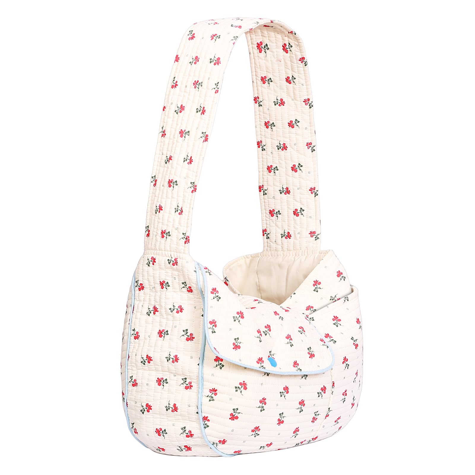 Transportín de algodón para mascotas para perros y gatos, bolso de mano con estampado floral (blanco, pequeño)