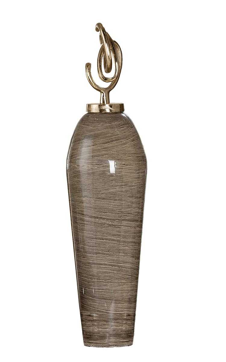 GILDE Deko Objekt Skulptur XXL Stripes aus Metall mit emaillierter Oberfläche - Accessoire Dekoration Wohnzimmer - Geschenk für Frauen - Braun Höhe 66 cm