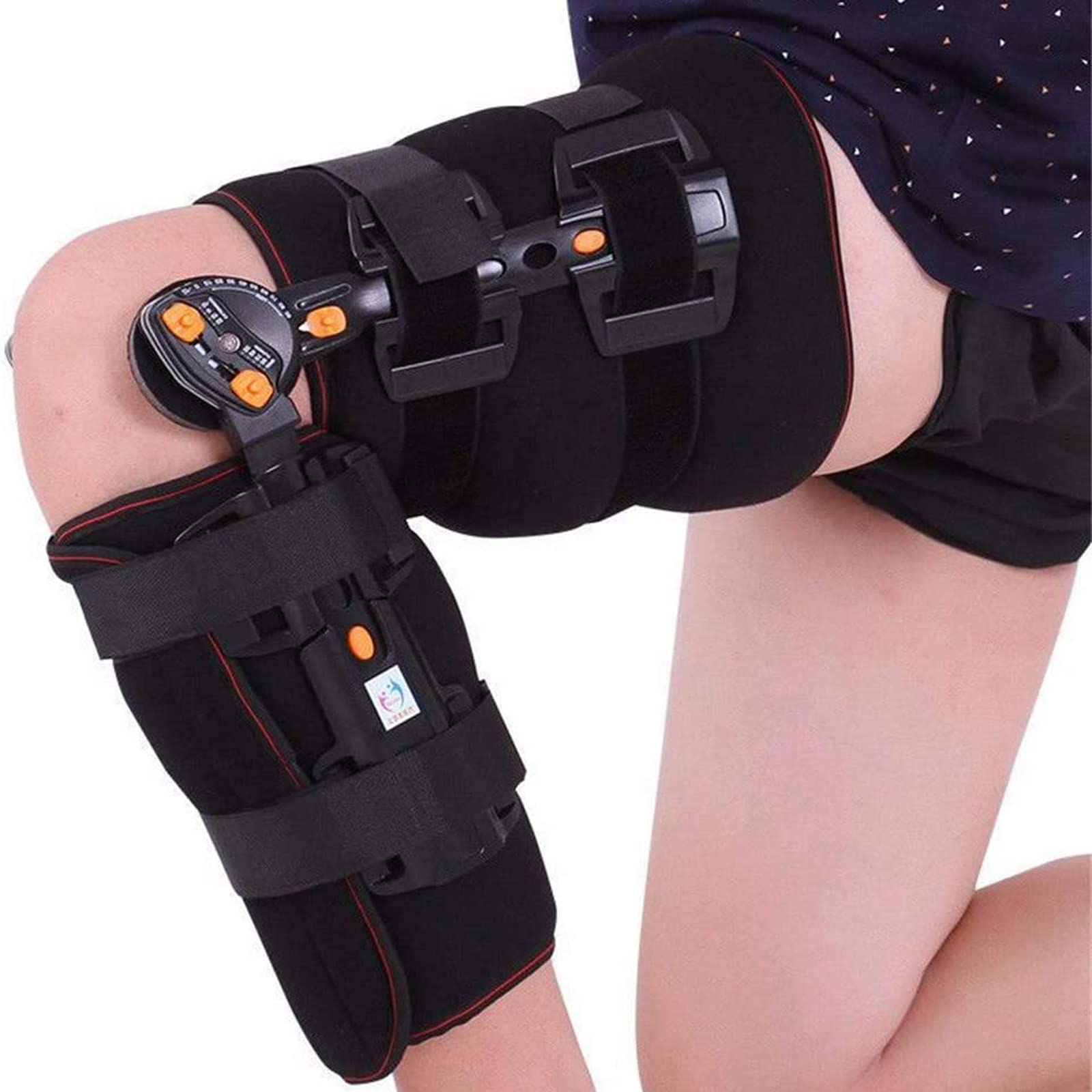 Rodillera ROM con Bisagras, Estabilizador De Soporte De Soporte De Rótula Post OP Ajustable, Estabilizador De Pierna Completa Ajustable Férula De Órtesis De Rodilla