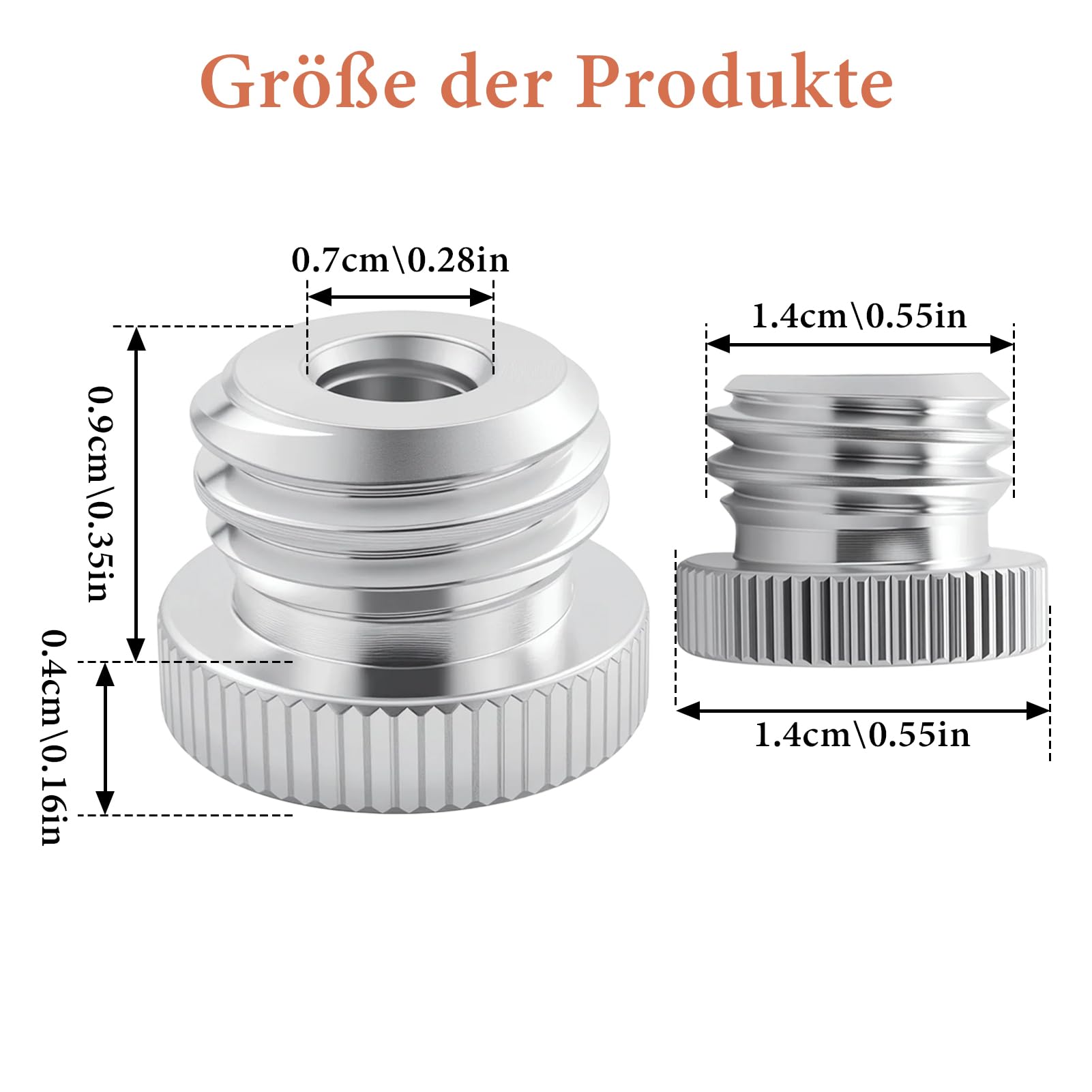 Lot de 2 adaptateurs filetés 5/8" vers 1/4" pour trépied 1/4"-20" à 5/8"-11, adaptateurs filetés en alliage d'aluminium, pour niveau laser