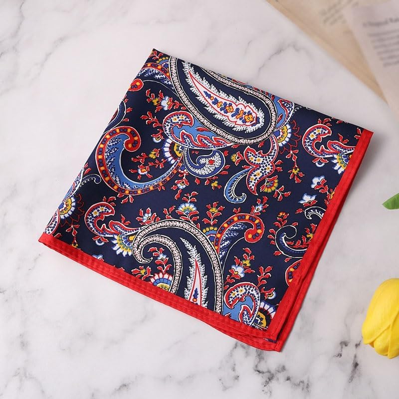 Printed Men's Suit Pocket Square Vintage Women's Small Silk Scarf Suit Handkerchief