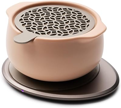 Jun Self-Heating Diffuser Set Rosy Apricot | 5 fl oz / 150 mL Smart Ceramic Essential Oil Diffuser with Heating Pad